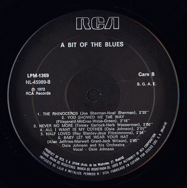 Osie Johnson And His Orchestra ~ A Bit Of The Blues (Vinyl) - Djungel & Jazz