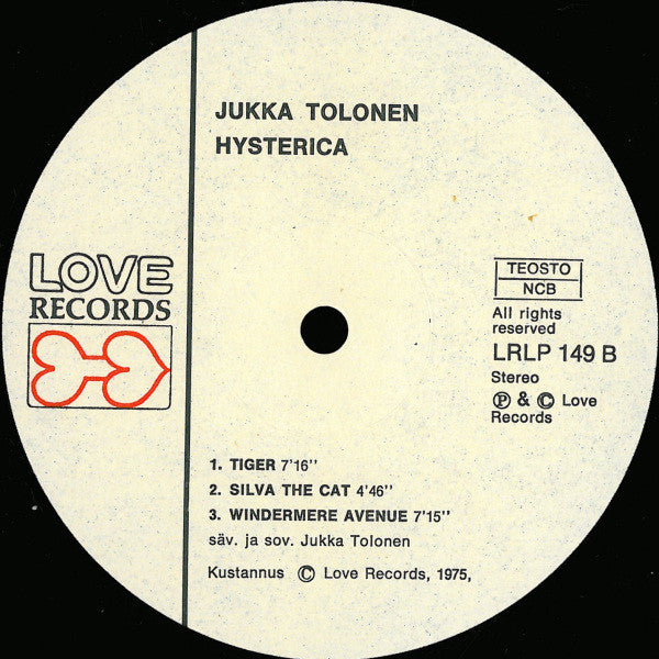 Jukka Tolonen ~ Hysterica (Vinyl) - Djungel & Jazz