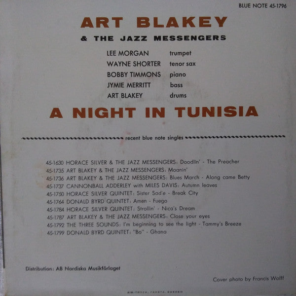 Art Blakey & The Jazz Messengers ~ A Night In Tunisia (Vinyl) - Djungel & Jazz