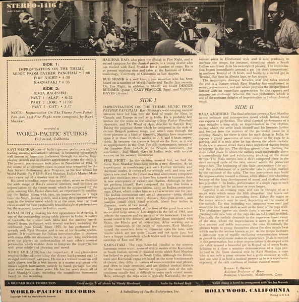 Ravi Shankar ~ Improvisations And Theme From Pather Panchali (Vinyl) - Djungel & Jazz