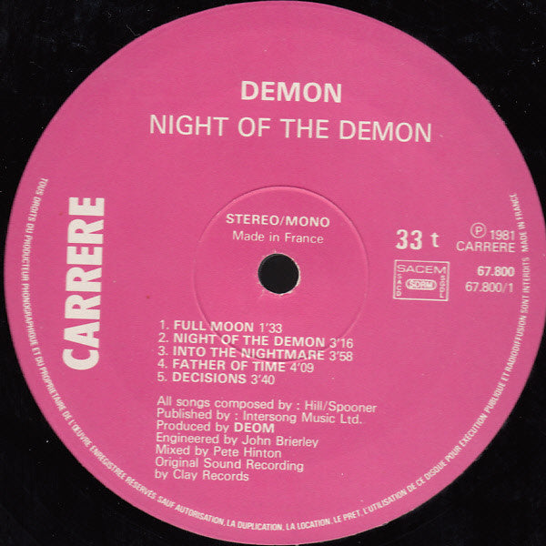 Demon  ~ Night Of The Demon (Vinyl) - Djungel & Jazz