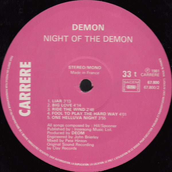 Demon  ~ Night Of The Demon (Vinyl) - Djungel & Jazz