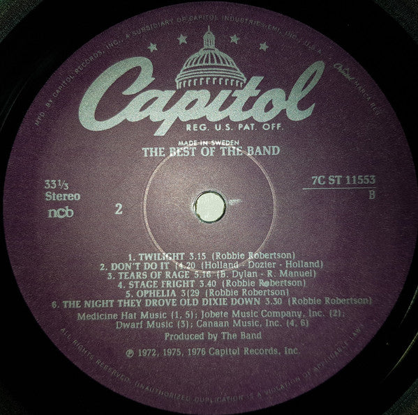 The Band : The Best Of The Band (LP, Comp)