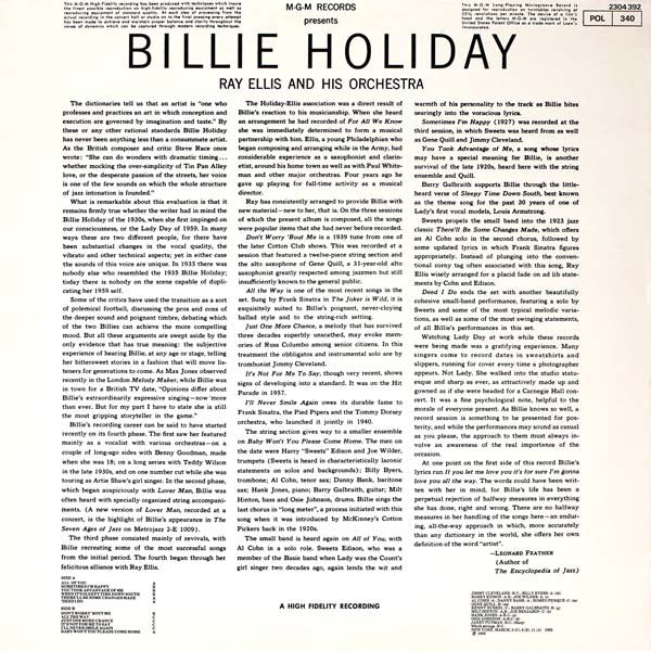 Billie Holiday With Ray Ellis And His Orchestra ~ Last Recording (Vinyl) - Djungel & Jazz