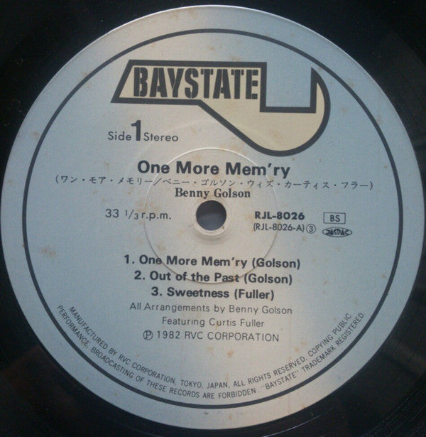 Benny Golson Quintet Featuring Curtis Fuller ~ One More Mem'ry (Vinyl) - Djungel & Jazz