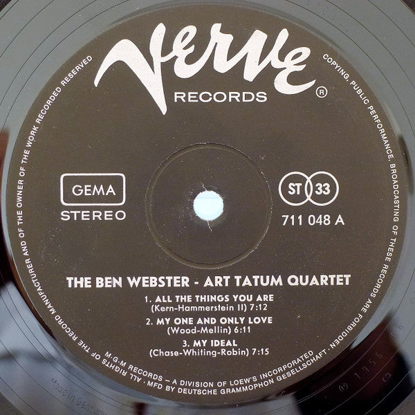 The Ben Webster · Art Tatum Quartet* : The Ben Webster · Art Tatum Quartet (LP, Album, RE)