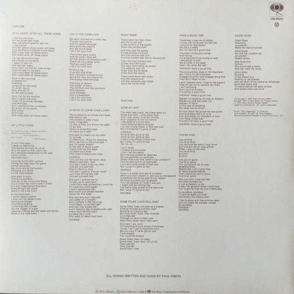 Paul Simon : Still Crazy After All These Years (LP, Album)