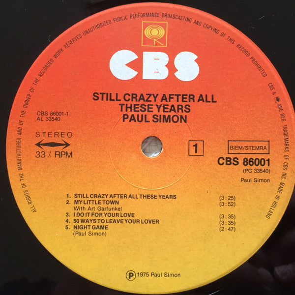 Paul Simon : Still Crazy After All These Years (LP, Album)