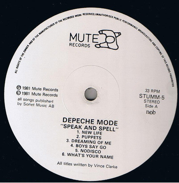 Depeche Mode : Speak & Spell (LP, Album, Too)