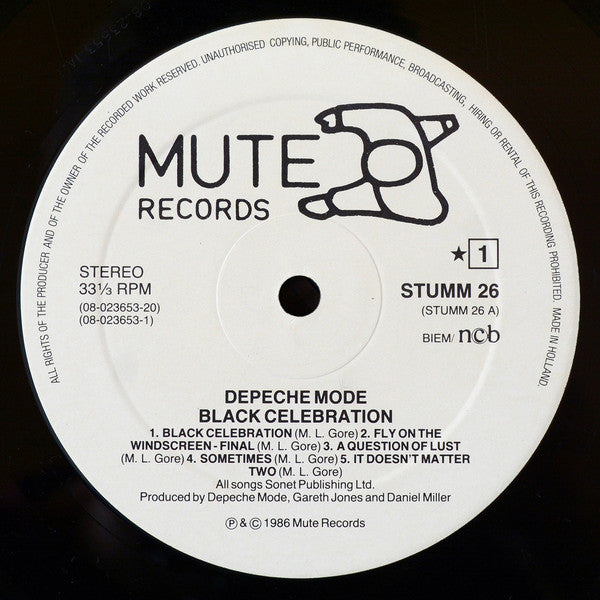 Depeche Mode : Black Celebration (LP, Album, Emb)