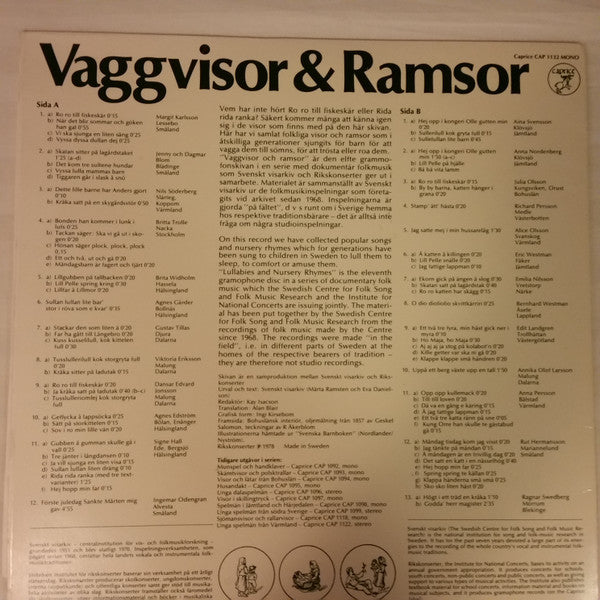 Various ~ Vaggvisor & Ramsor (Vinyl) - Djungel & Jazz
