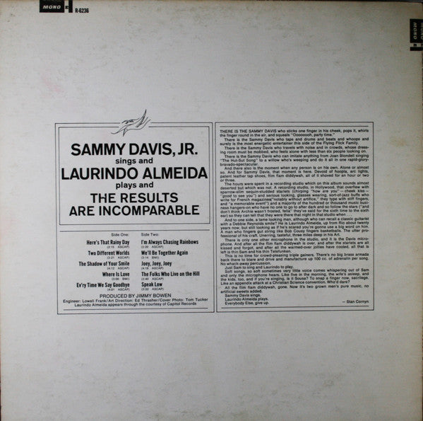 Sammy Davis Jr. And Laurindo Almeida ~ Sammy Davis, Jr. Sings Laurindo Almeida Plays (Vinyl) - Djungel & Jazz