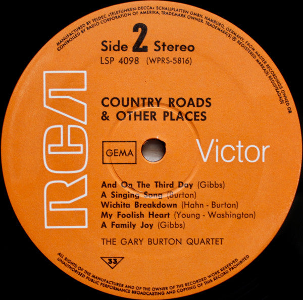 Gary Burton Quartet ~ Country Roads & Other Places (Vinyl) - Djungel & Jazz