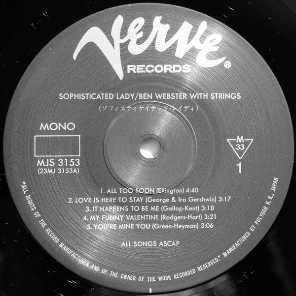 Ben Webster With Strings ~ Sophisticated Lady (Vinyl) - Djungel & Jazz