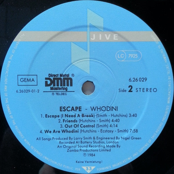 Whodini ~ Escape (Vinyl) - Djungel & Jazz