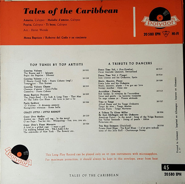 Mona Baptiste, Roberto Delgado & His Orchestra : Tales Of The Caribbean (7", EP)