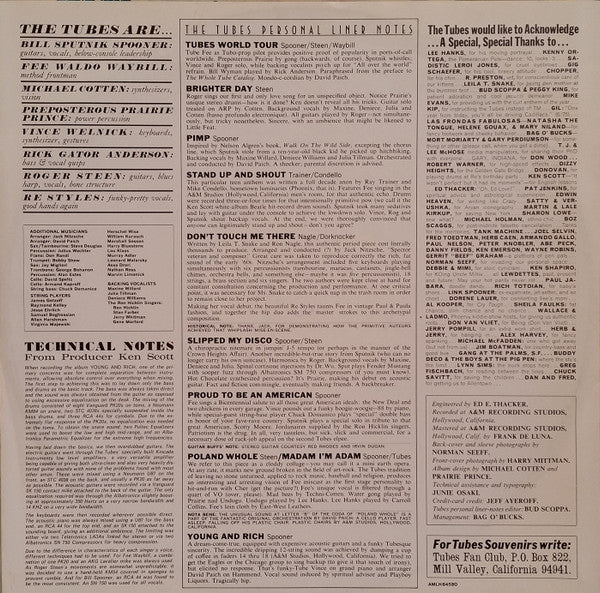 The Tubes ~ Young And Rich (Vinyl) - Djungel & Jazz