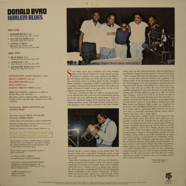 Donald Byrd : Harlem Blues (LP, Album, DMM)