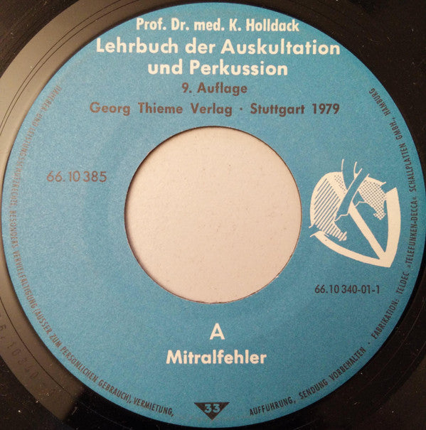 Prof. Dr. Med. K. Holldack ~ Lehrbuch der Auskultation Und Perkussion (Vinyl) - Djungel & Jazz