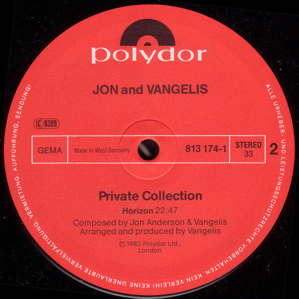 Jon And Vangelis* : Private Collection (LP, Album)