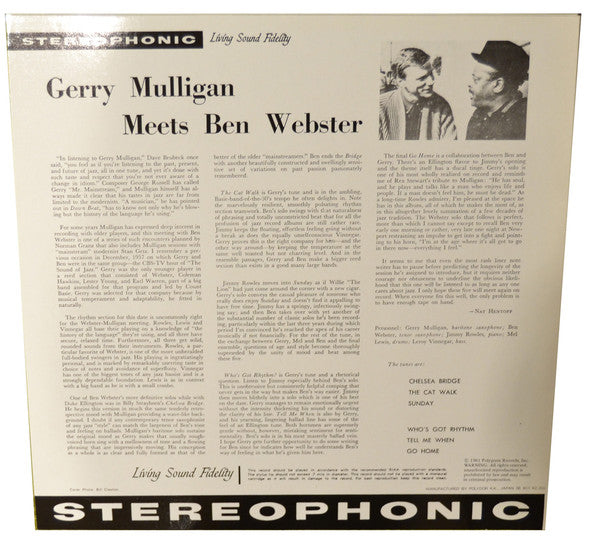 Gerry Mulligan, Ben Webster ~ Gerry Mulligan Meets Ben Webster (Vinyl) - Djungel & Jazz