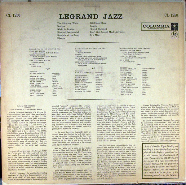 Michel Legrand ~ Legrand Jazz (Vinyl) - Djungel & Jazz