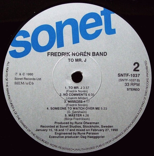Fredrik Norén Band ~ To Mr. J (Vinyl) - Djungel & Jazz