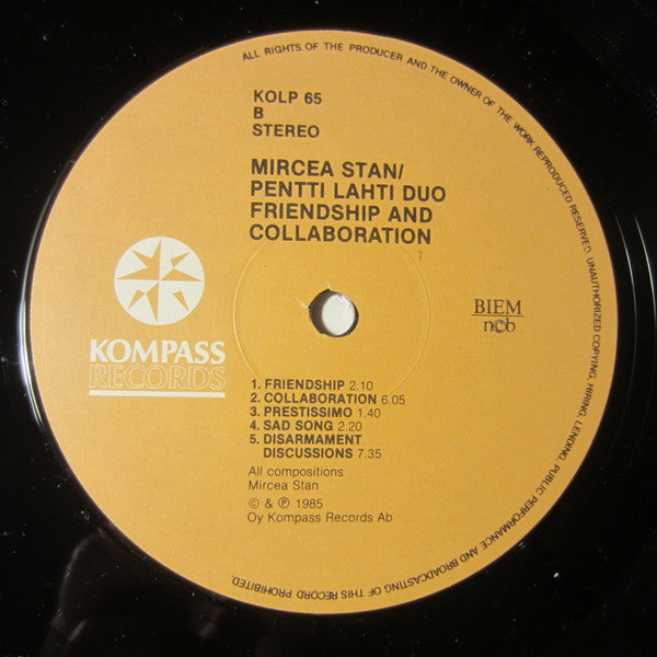Mircea Stan & Pentti Lahti Duo ~ Friendship And Collaboration (Vinyl) - Djungel & Jazz