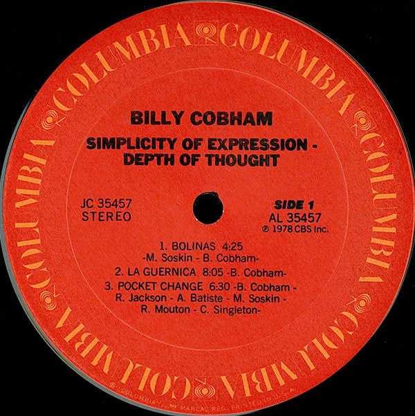 Billy Cobham : Simplicity Of Expression - Depth Of Thought (LP, Album, Pit)