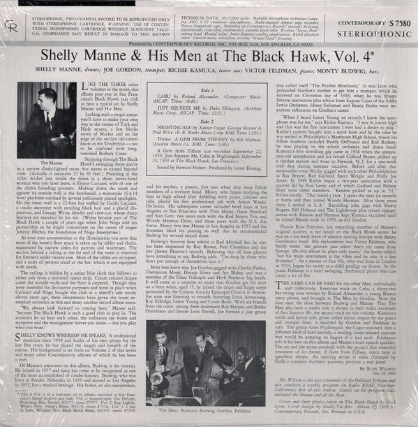 Shelly Manne & His Men : At The Black Hawk, Vol. 4 (LP, Album, RE)