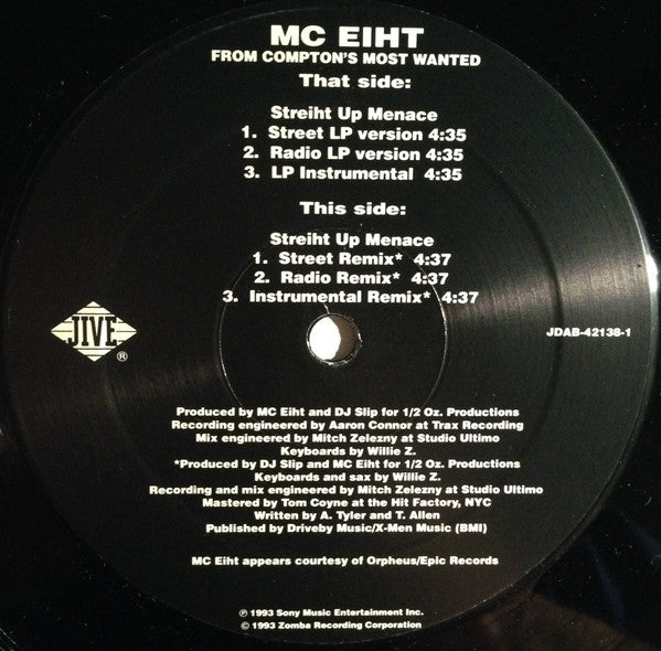 MC Eiht : Streiht Up Menace (12", Single, SRC)