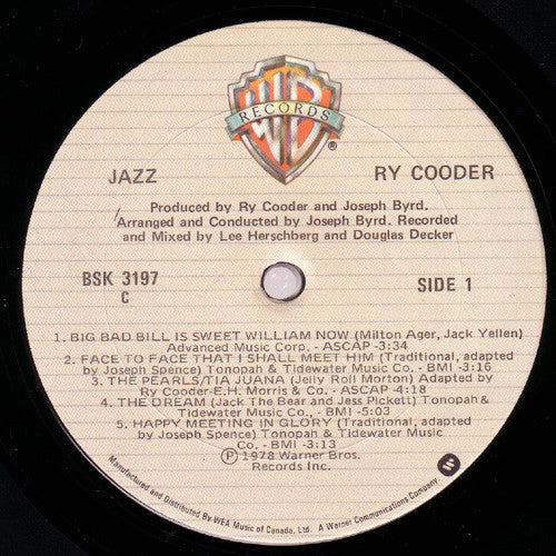 Ry Cooder ~ Jazz (Vinyl) - Djungel & Jazz