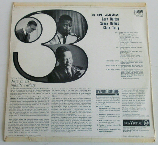 Gary Burton / Sonny Rollins / Clark Terry ~ 3 In Jazz (Vinyl) - Djungel & Jazz