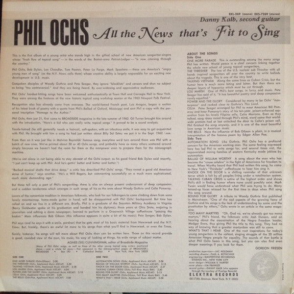 Phil Ochs : All The News That's Fit To Sing (LP, Album, RE, Spe)