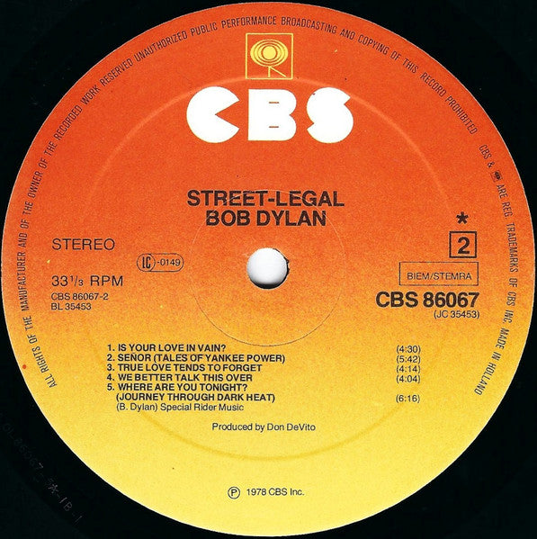 Bob Dylan ~ Street-Legal (Vinyl) - Djungel & Jazz