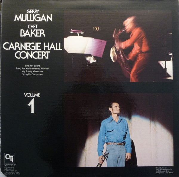 Gerry Mulligan / Chet Baker ~ Carnegie Hall Concert Volume 1 (Vinyl) - Djungel & Jazz