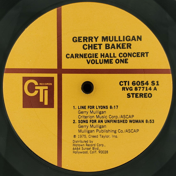 Gerry Mulligan / Chet Baker ~ Carnegie Hall Concert Volume 1 (Vinyl) - Djungel & Jazz