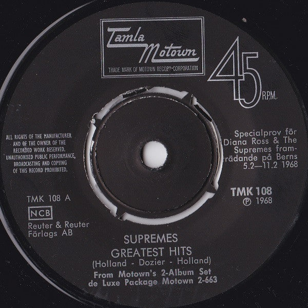 The Supremes ~ Welcome To Berns 1968 / Greatest Hits (Vinyl) - Djungel & Jazz