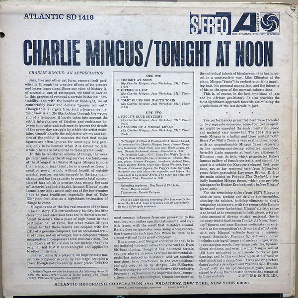 Charles Mingus ~ Tonight At Noon (Vinyl) - Djungel & Jazz