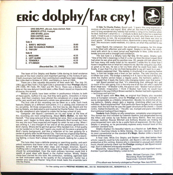 Eric Dolphy ~ Far Cry! (Vinyl) - Djungel & Jazz