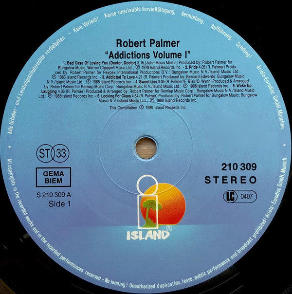 Robert Palmer ~ Addictions Volume I (Vinyl) - Djungel & Jazz