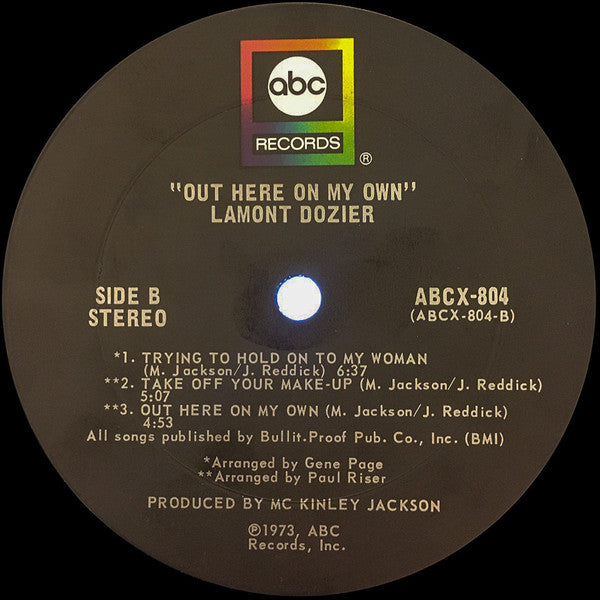 Lamont Dozier : Out Here On My Own (LP, Album, Pit)