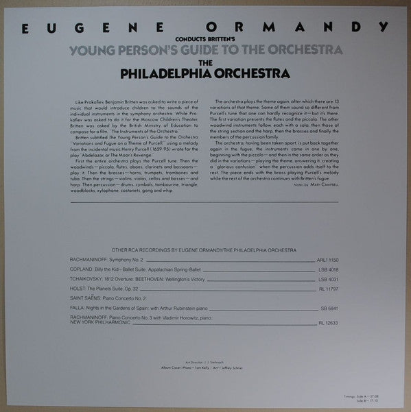 David Bowie Narrates Prokofiev, Eugene Ormandy, The Philadelphia Orchestra, Britten ~ Peter And The Wolf / Young Person&#039;s Guide To The Orchestra (Vinyl) - Djungel & Jazz