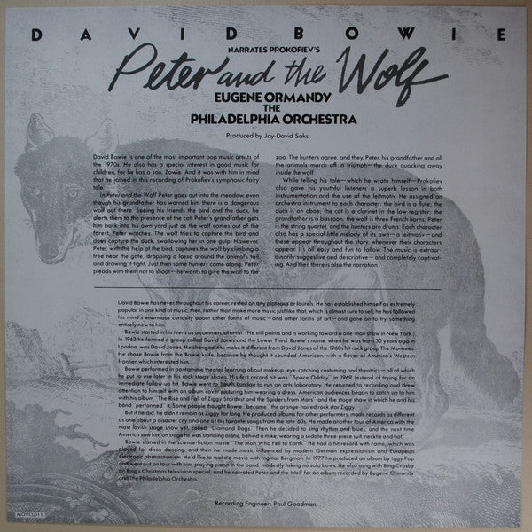 David Bowie Narrates Prokofiev, Eugene Ormandy, The Philadelphia Orchestra, Britten ~ Peter And The Wolf / Young Person&#039;s Guide To The Orchestra (Vinyl) - Djungel & Jazz