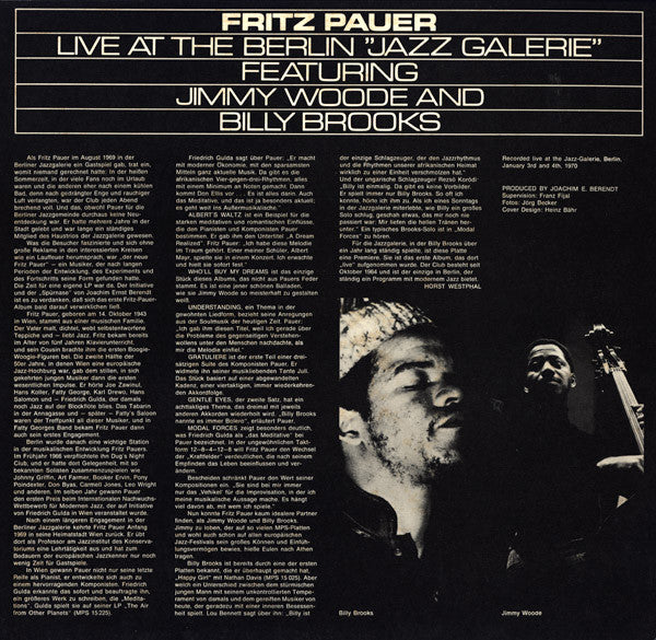 Fritz Pauer ~ Live At The Berlin "Jazz Galerie" (Vinyl) - Djungel & Jazz