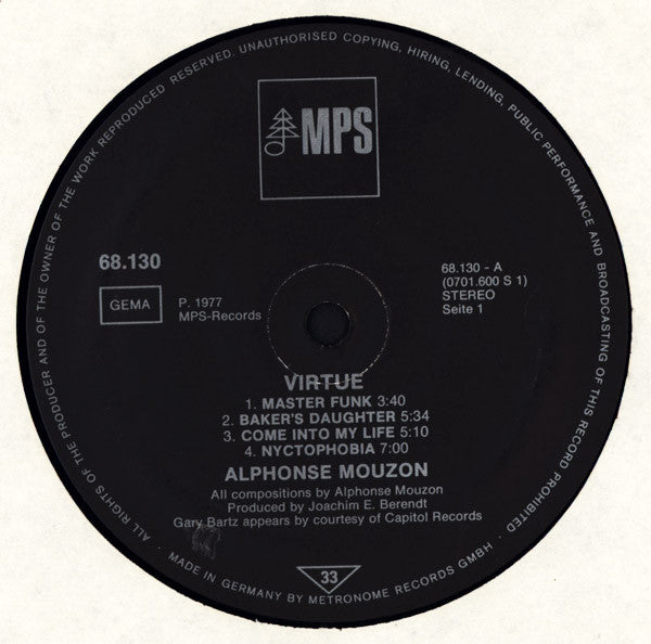 Alphonse Mouzon : Virtue (LP, Album)