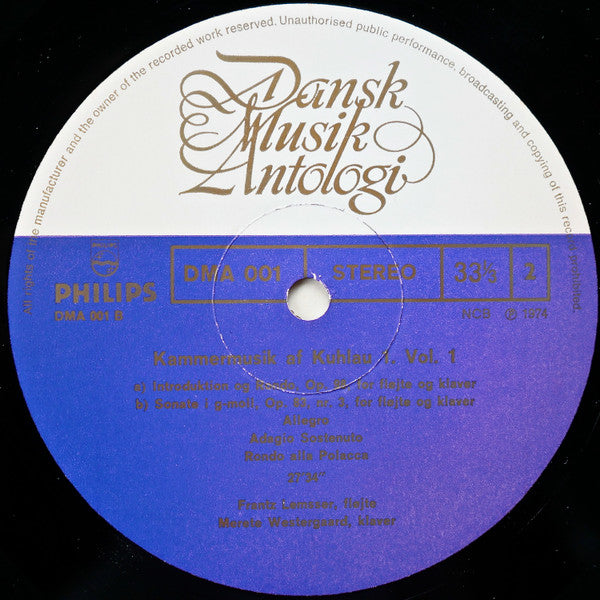 Daniel Friedrich Rudolph Kuhlau, Frantz Lemsser, Merete Westergaard ~ Sonate E-Moll, Opus 71 / Introduktion Og Rondo, Opus 98 / Sonate G-Moll, Opus 83 Nr. 3 (Vinyl) - Djungel & Jazz