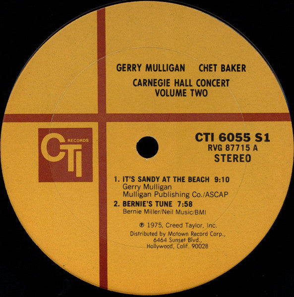 Gerry Mulligan / Chet Baker ~ Carnegie Hall Concert Volume 2 (Vinyl) - Djungel & Jazz