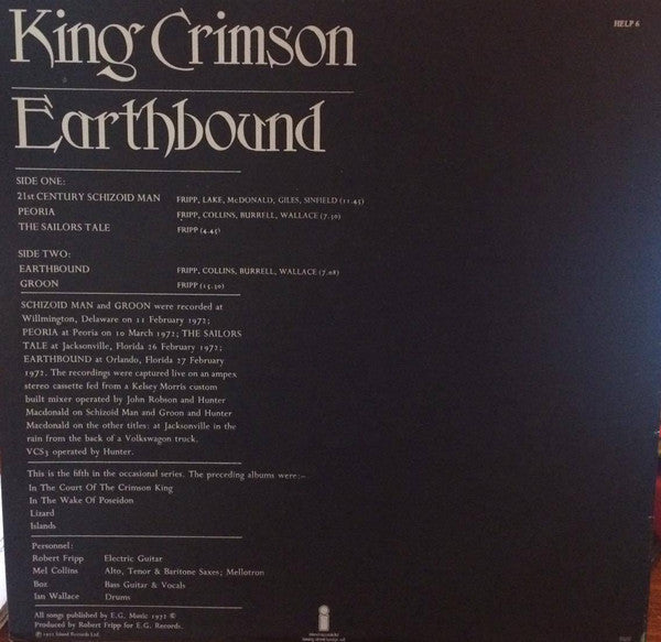 King Crimson ~ Earthbound (Vinyl) - Djungel & Jazz