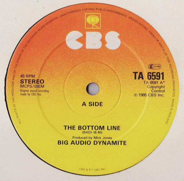 Big Audio Dynamite : The Bottom Line (12", Single)
